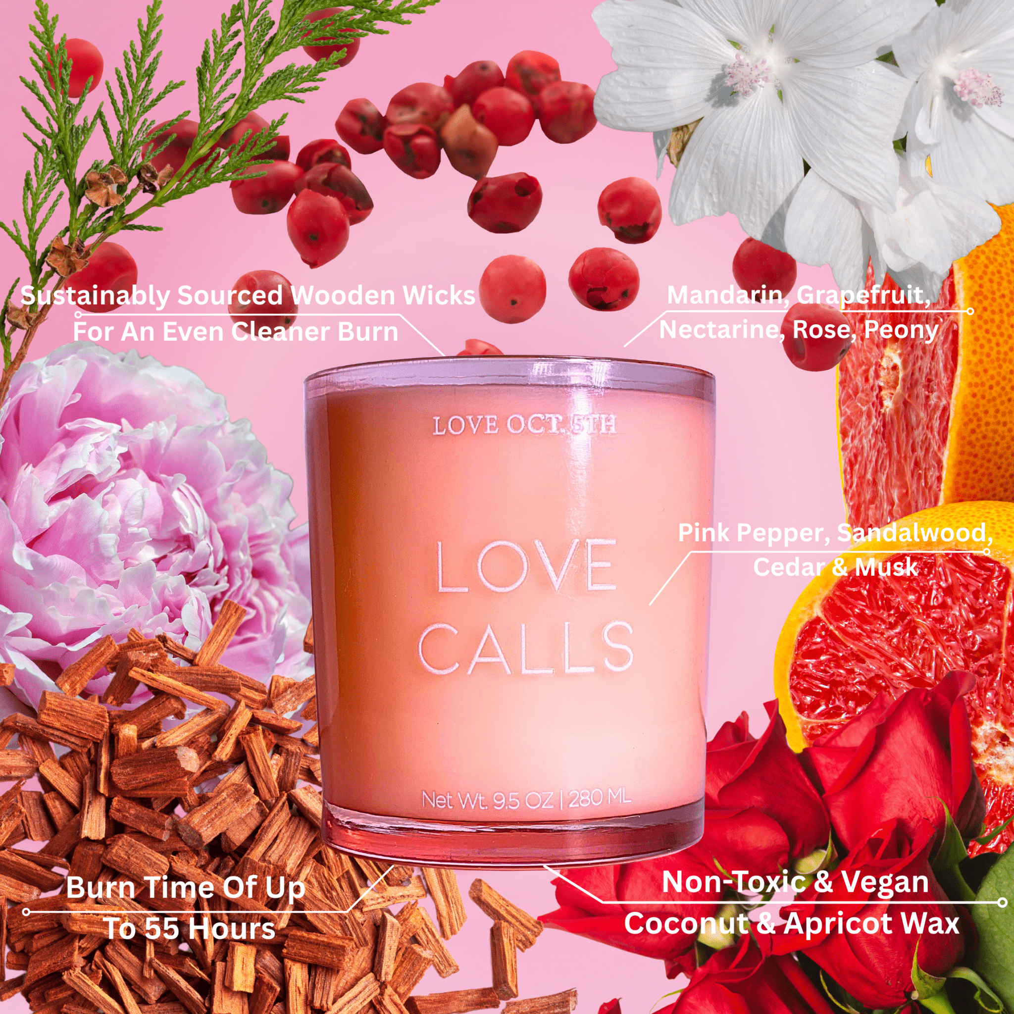 Love Calls Scented Luxury Candle By Love Oct. 5th Notes 