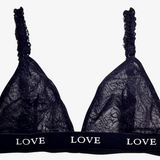 Laced Letters Meshed Plunged Bra